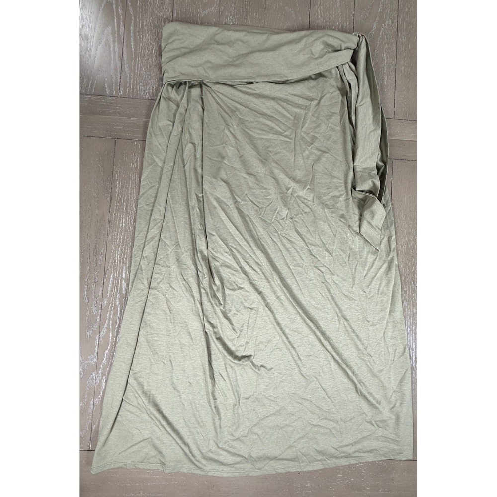 Modern Citizen Skirt Womens 1X Olive Green Wrap Front Jersey Knit Midi